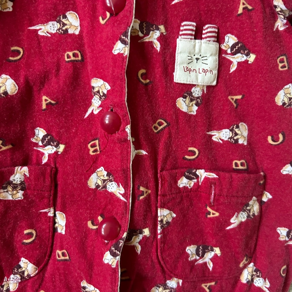 1990s vintage Lapin Lapin by Little me baby onesie with collar bunnies cozy 0-3 - Picture 3 of 7